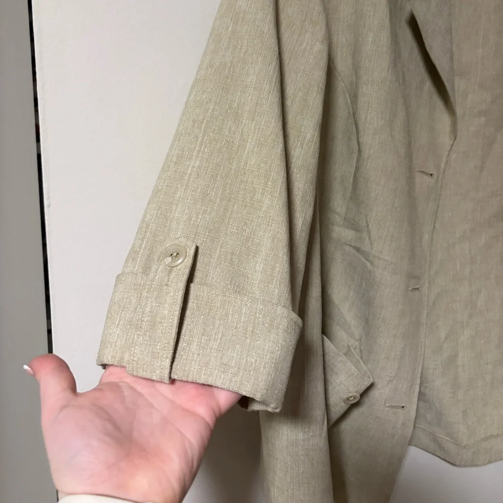 Alfred Dunner Linen 3/4 Sleeve Blazer 16W - Picture 3 of 6